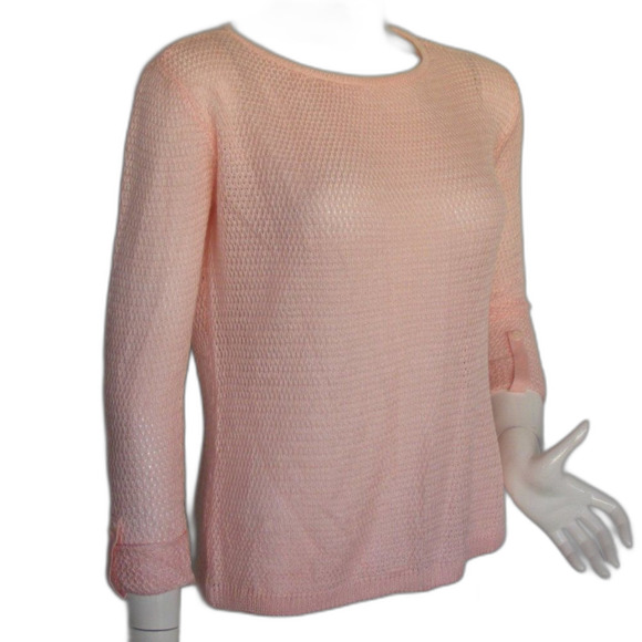 CARIBBEAN JOE Sweater, SP Petite, Loose Knit, Pink, Faux Button back, Wide neck - Picture 2 of 10